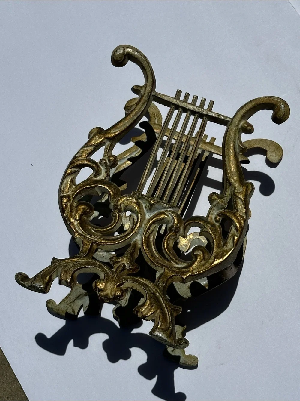 Ornate Gold Lyre Magazine/Book holder